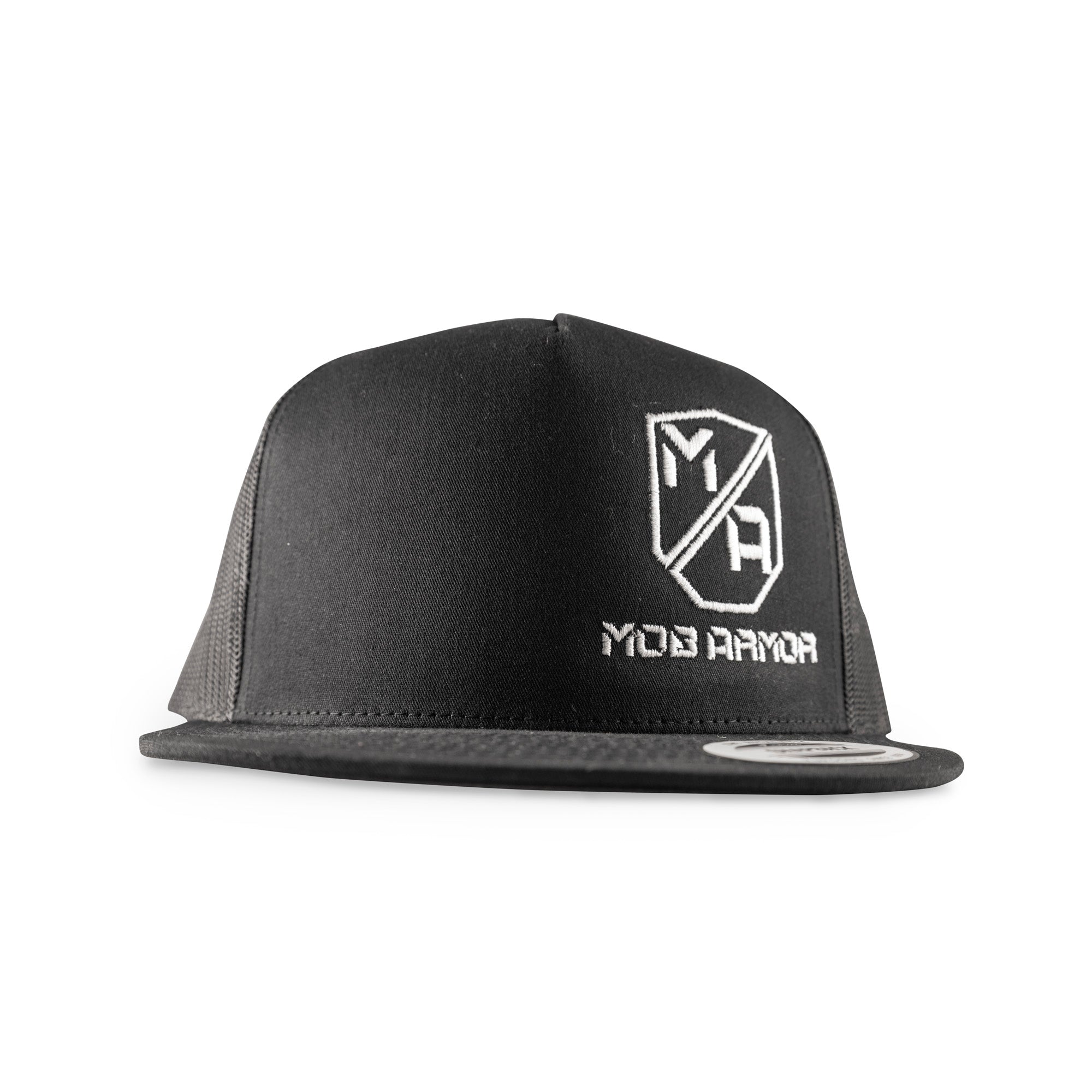 Mob Armor Logo Black/Black Snapback Flat Bill Cap