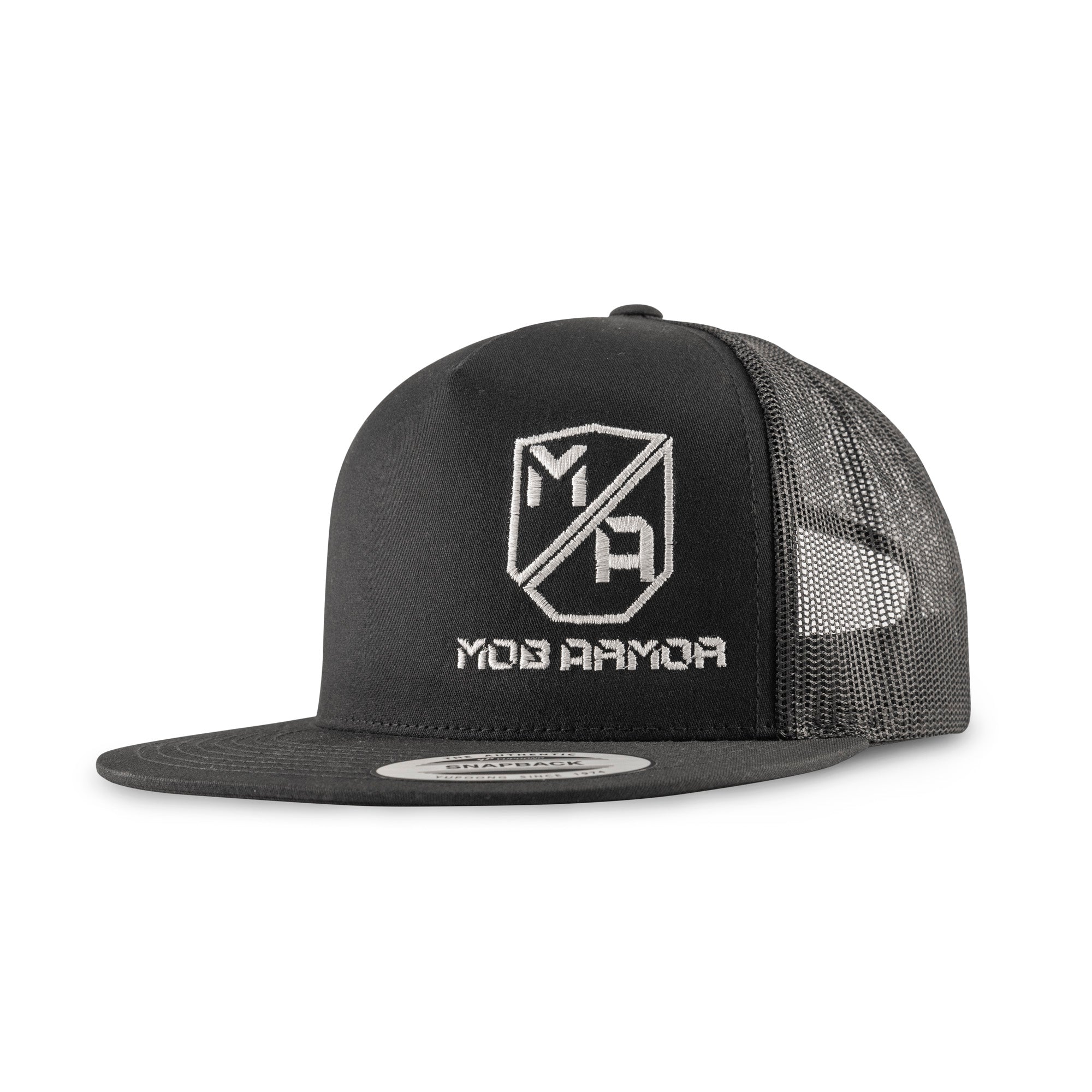 Mob Armor Logo Black/Black Snapback Flat Bill Cap