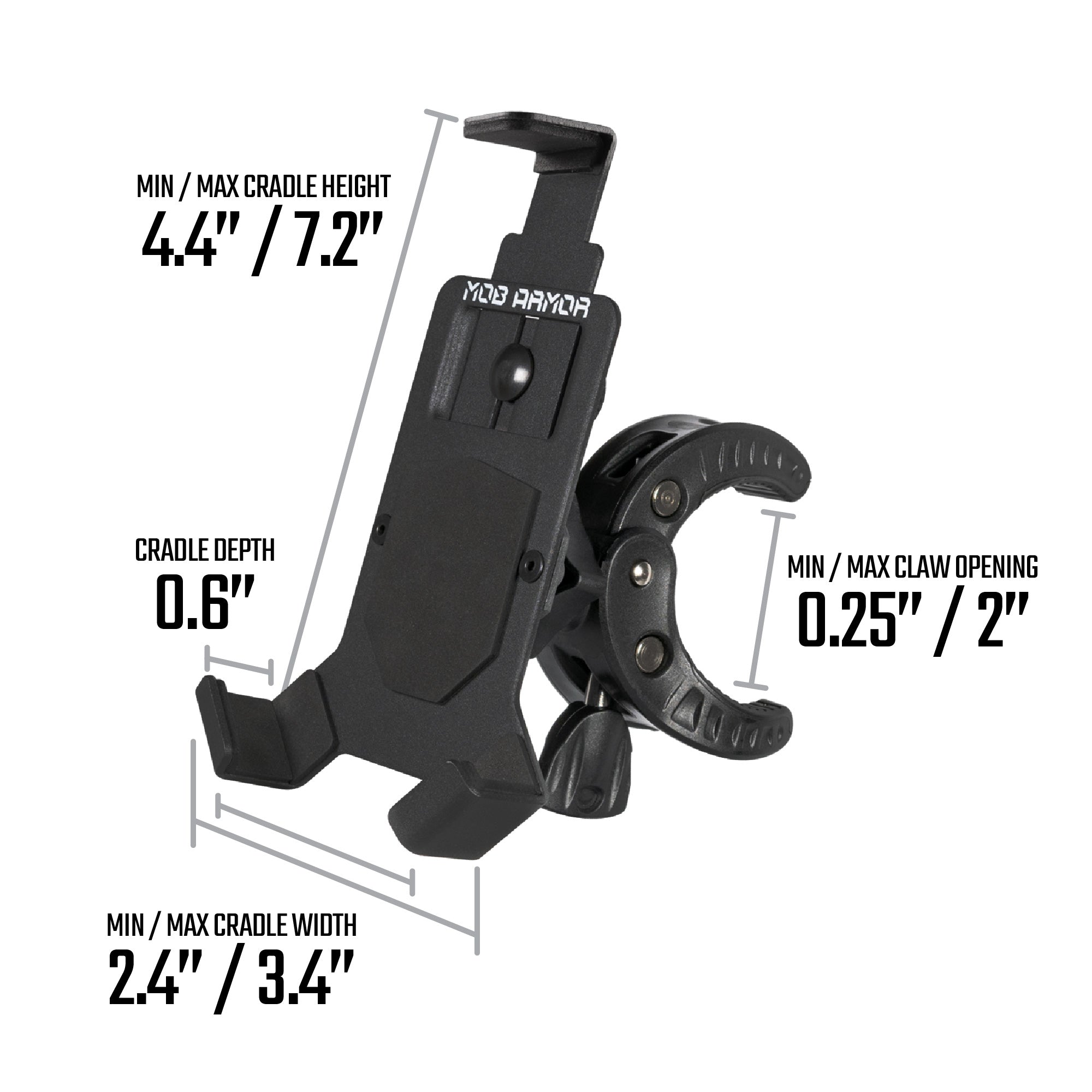 Mob Mount Claw - Phone Cradle for Motorcycle, ATV, Truck, Roll Cages